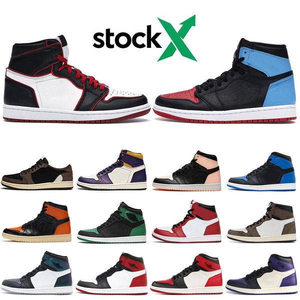 

stock x mens 1 1s basketball shoes travis scotts og royal blue banned bred toe unc to chicago trainers sneakers size 5.5-13