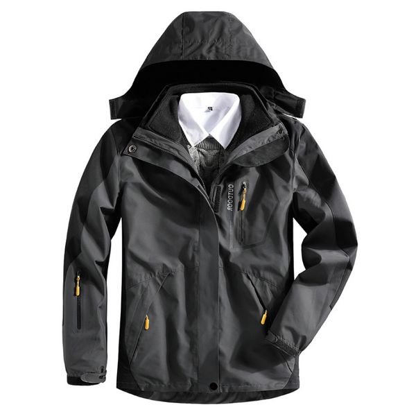 

winter fishing hunting coat 3 in 1 windproof jacket liner men/women large size coats camouflage outdoor camping hiking trekking, Blue;black