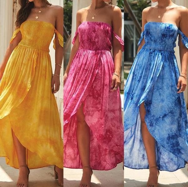 

floral printed womens designer dresses strapless tie dyed pleated long dresses womens fashion chiffon dresses, Black;gray