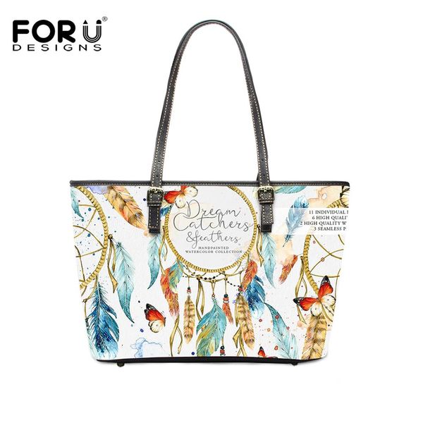 

forudesigns pu leather handbags shopping bags dreamcatcher print female messenger bag casual large tote bag sac a main femme