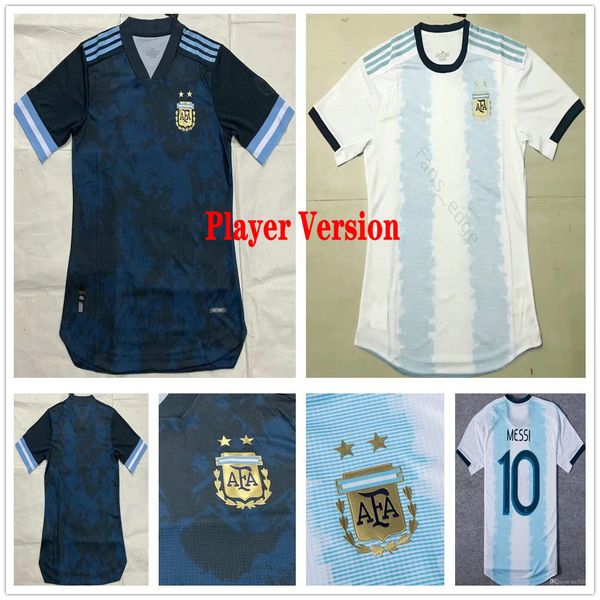 

player version 2020 argentina soccer jerseys #10 messi lautaro 19 20 home away soccer shirt 2019 national team football uniform, Black