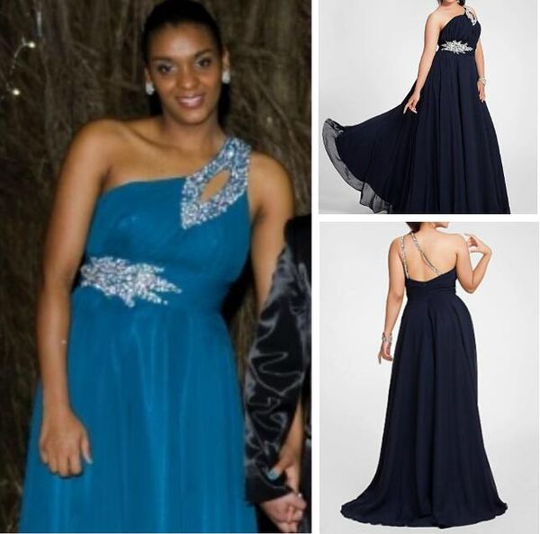 Elegante Corte Para Fora De Um Ombro Vestido De Noite Formal Linha A Princesa Sem Alças Sweep / Brush Trem De Chiffon Vestidos De Noite