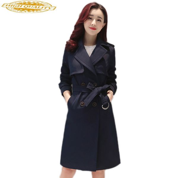 

casaco feminino ladies trench coat women plus size abrigo mujer womens trench coats slim long coat double breasted kj121, Tan;black