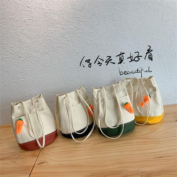 

fashion canvas bucket bag women patchwork color casual canvas shopping bag shoulder handbag school bags #15
