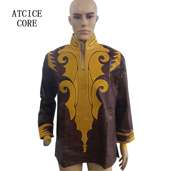 

африканский базин riche вышивка мужская рубашка с коротким рукавом lz20 #, Red