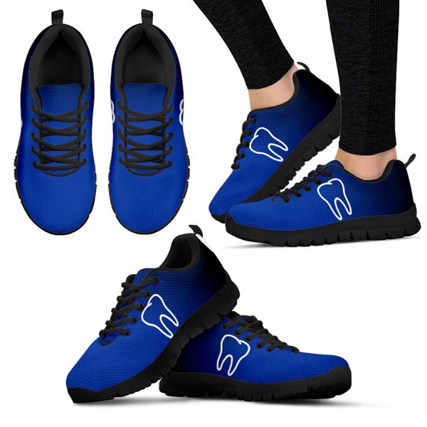 

forudesigns cute 3d cartoon teeth/dentist/dental pattern flats shoes breathable light blue black sneakers woman casual footwear