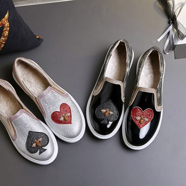 

women's casual patent leather flats platform shoes, Black