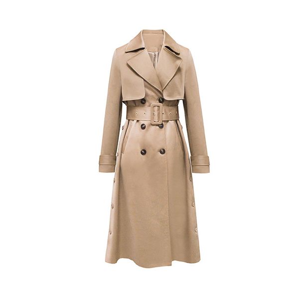 

2019 autumn women's elegant fashion trench, Tan;black