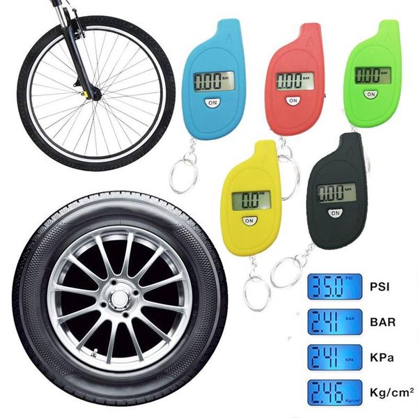 

mini keychain style tire gauge digital lcd display car tyre air pressure tester meter car auto motorcycle tire safety alarm