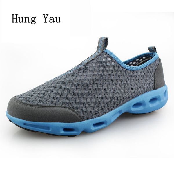 

men sandals 2019 summer mesh shoes man breathable fashion slip on platform flat female slides ladies shoes outdoor comfortable, Black