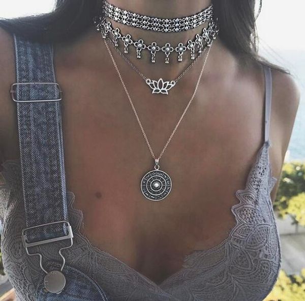 

двойной слой ожерелье мода простой созвездие чокеры ожерелье ювелирные изделия двойной слой чокер для женщин ювелирные изделия, Silver