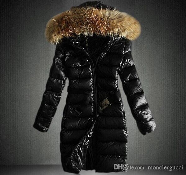 

women long and short winter down jacket womens slim female coats thicken fur parka down coat clothing hooded parkas, Black