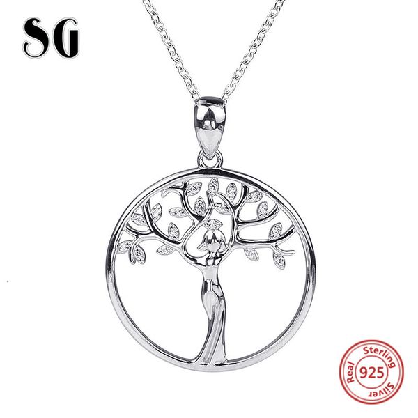 

sg fashion family life tree pendant necklace women 925 sterling silver chainwith zirconia jewelry making gift for mom