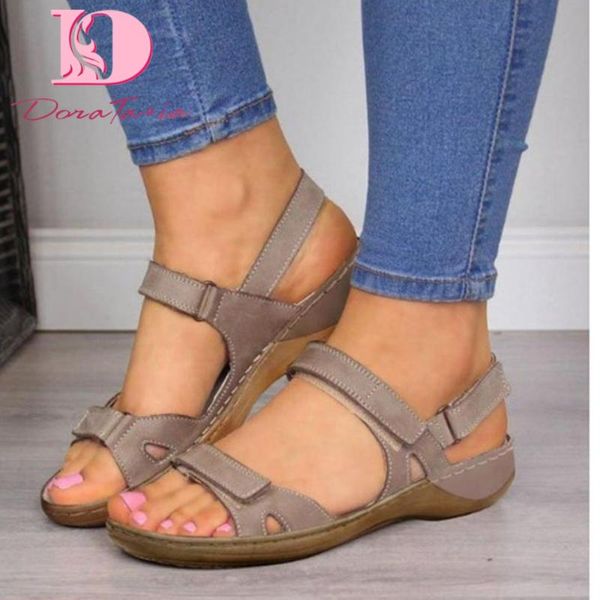 

doratasia new arrivals plus size 46 dropship hook & loop leisure shoes woman flats comfortable casual flats women shoes, Black