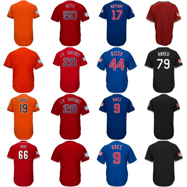 

Mens 2019 Spring Training Jersey 19 Chris Davis 28 J.D. Martinez 50 Mookie Betts 9 Javier Baez 79 Jose Abreu 66 Yasiel Puig Baseball Jersey