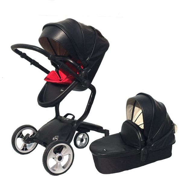 

2018 new baby stroller high landscape stroller two-way sitting fold folding light four-wheeled ving leather