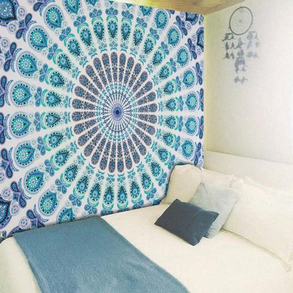 

large mandala indian tapestry wall hanging bohemian beach towel polyester thin blanket yoga shawl mat blanket