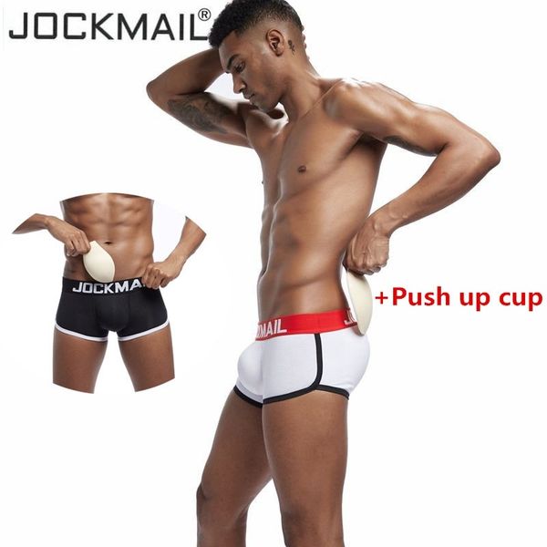 

jockmail brand men's front & back cup boxer briefs cotton boxer shorts, Black;white