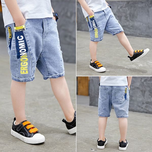 

boy's pants 2020 foreign style thin edition children's shorts panty panty summer boy handsome denim shorts baby fashion, Blue