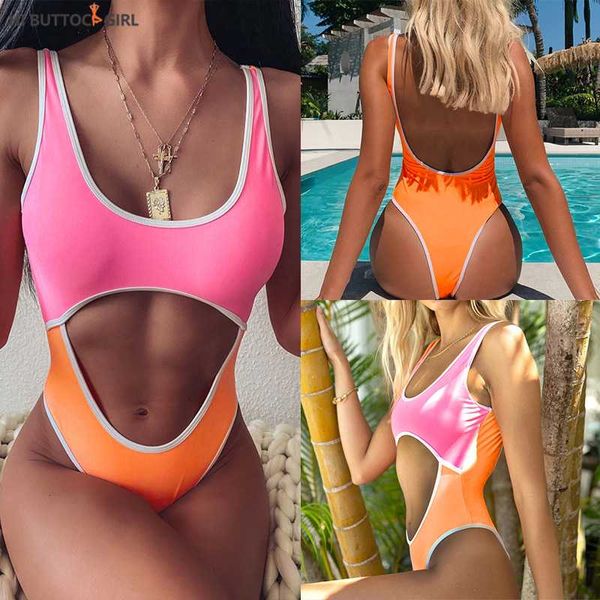 

hi buttock girl 2020 new european and american one-piece swimsuit female nylon bikini swimsuit, White;black