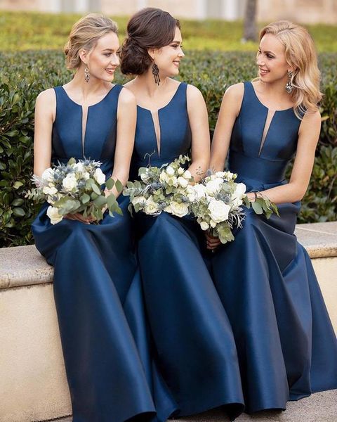 

long dark navy bridesmaid dresses formal gown 2019 new arrival satin plus size party prom dresses, White;pink