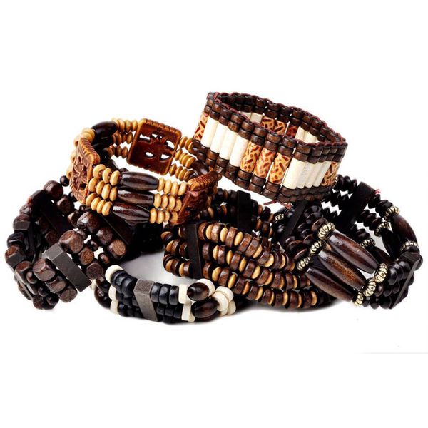 

wood beads charm bracelet elastic women bracelet jewelry adjustable bangle cuff men wholesale mix lot drop free, Black