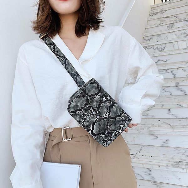 

women casual outdoor hasp pu serpentine waist belt bags banana messenger heuptas chest bag waist neutral phone fanny pack j72