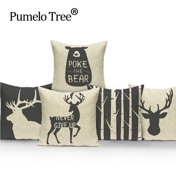 

animal deer cushion cover black white cushions home decor custom pillow cover linen simple bear outdoor cushions throw pillows