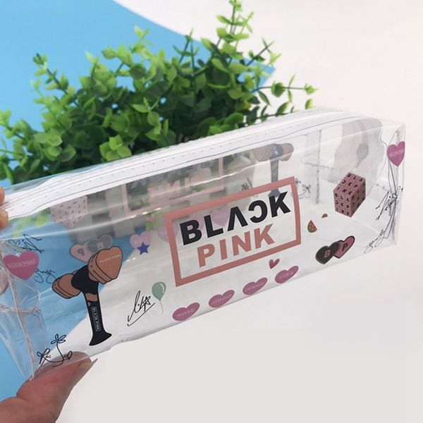 

new transparent storage bag pink pencil case size 18*6.5*5.5cm sale