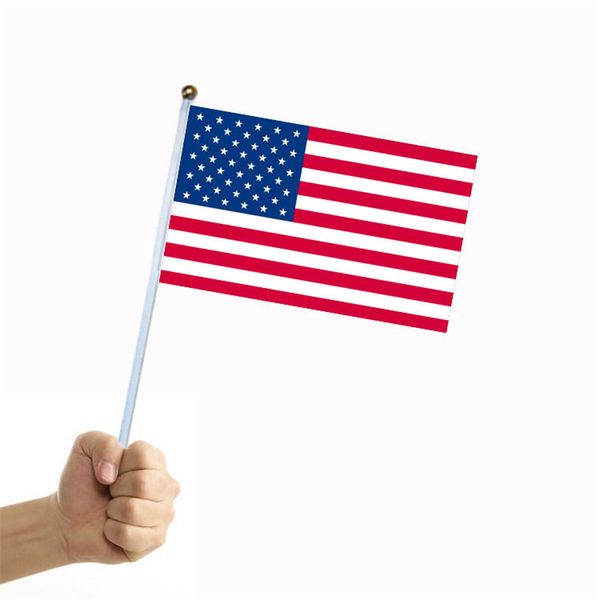 Америка национальный флаг 21 * 14 см US Hand Flags Stars и Stripes Баннер для фестиваля Праздник Общая Parade Выборы Страна