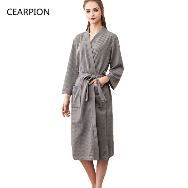 

cearpion women robe cotton soft kimono bathrobe gown solid color casual femme sleepwear nightgown intimate lingerie plus size, Black;red