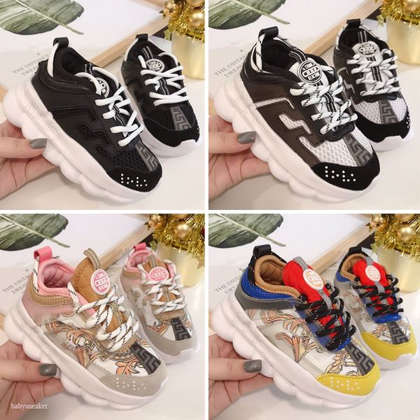 

2020 новое поступление цепная реакция повседневная обувь для детей черный белый розовый модные кроссовки спортивные дизайнерские детские пов, Black