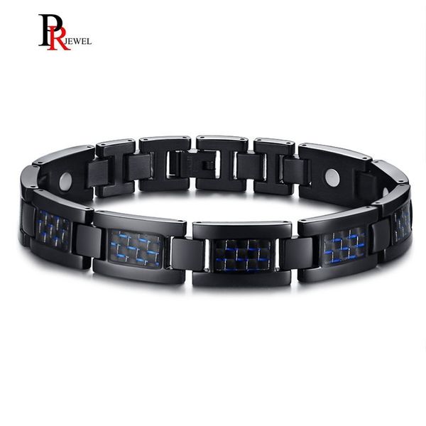 

mens health magnetic bracelet blue color 4 elements stylish carbon fiber bangles bracelets gift for him, Golden;silver