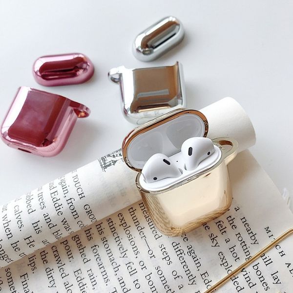 

Fashion Airpods case electroplating all-inclusive protective cover for Airpods1 / 2 Bluetooth headset protective shell TPU soft shell--2