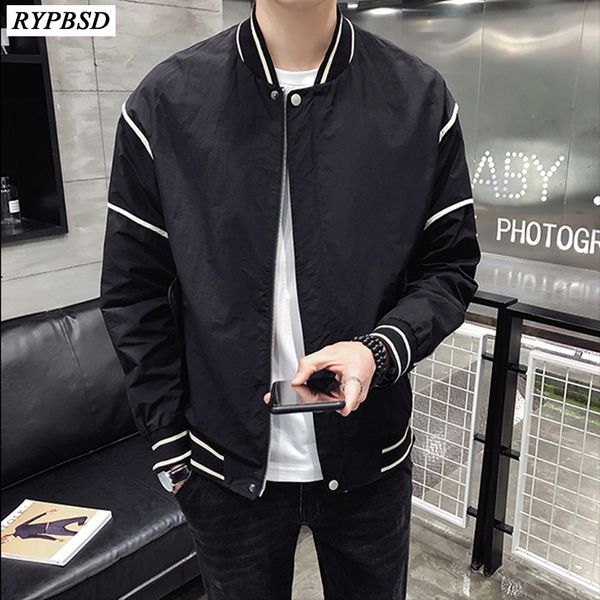 

2019 spring new tide brand loose men baseball jacket zipper stand collar long sleeve streetwear hip hop bomber jacket 3 colors, Black;brown