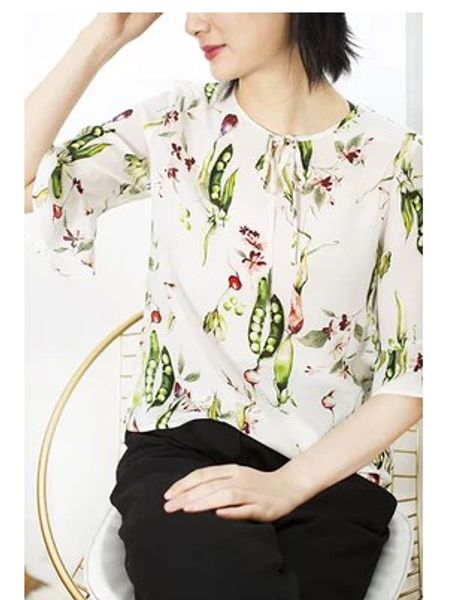 

silk t-shirt, mulberry silk, very attractive temperament 2019, White