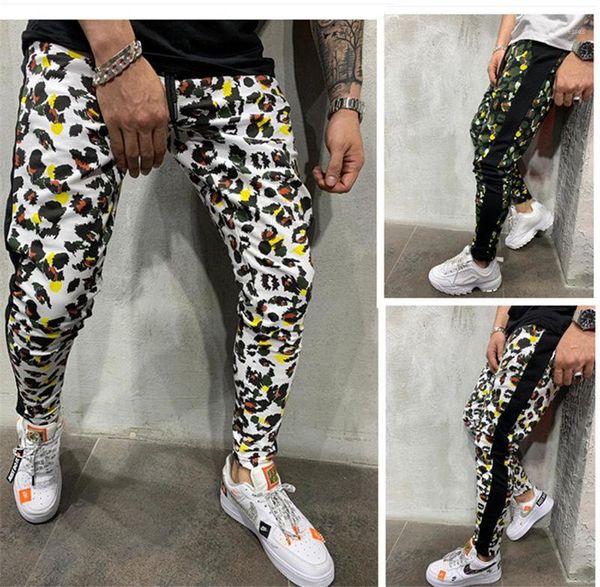

length drawstring mens pencil pants 3d digital print males pants camouflage print mens designer pants full, Black