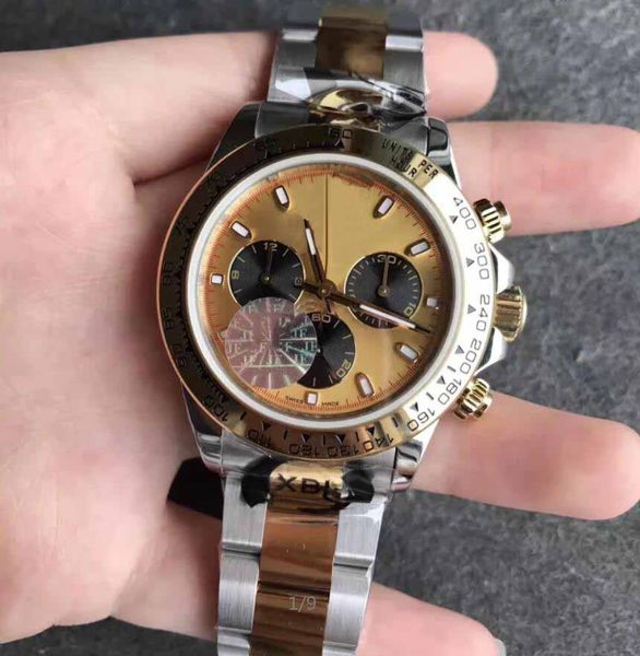 

2020 men's 40mm jf automatic chronograph watch cal.7750 movement gold cosmograph black eye men 116503 valjoux sport wristwatches, Slivery;brown