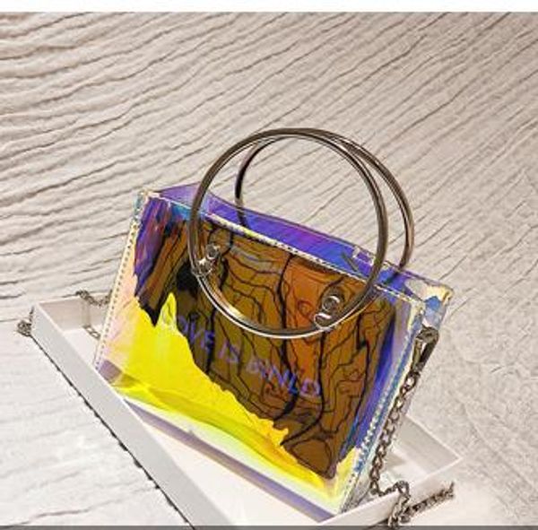 

super fire jelly transparent small bag female 2020 summer newset tide ring wild fairy messenger chain bag