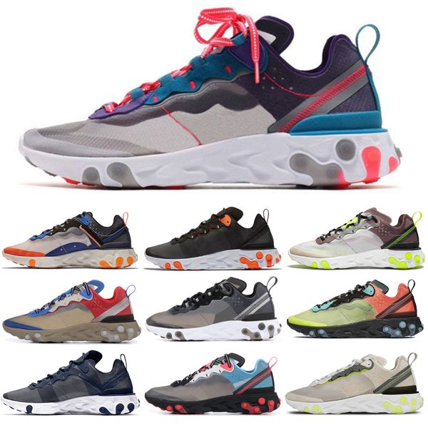 

2019 react element 87 55 кроссовки мужчины женщины спорт кроссовки moss черный белый metallic gold мужские кроссовки размер 36-45 бесплатная