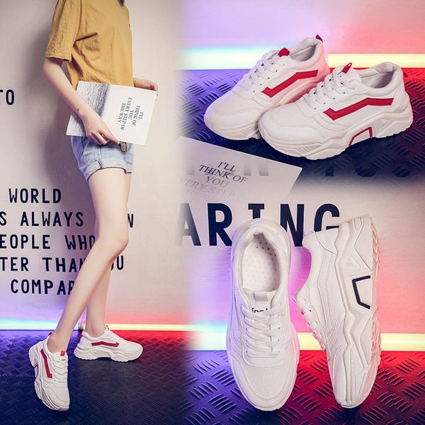 

fashion & casual rubber shoes sneakers women's summer breathable new style korean-style net red versatile super fire thick botto, Black