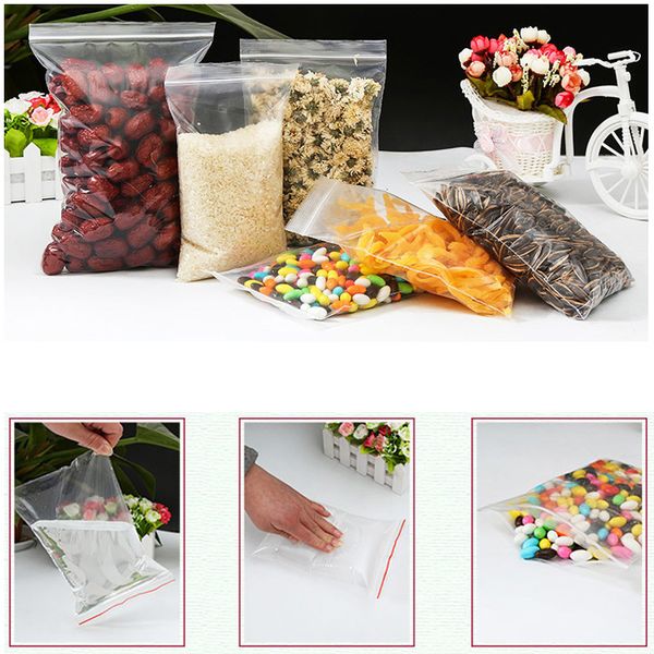

100pcs /500pcs grip seal bags resealable clear plastic bag zip lock polythene storage bags packaging jewelry pouch