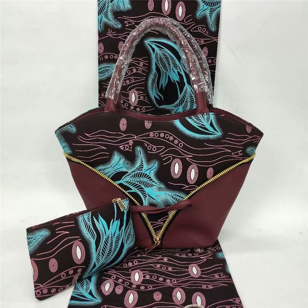 

good quality african wax bag set,6yards cotton wax hollandais african prints match fashion women's handbag 3pcs/set f95-25, Black;white