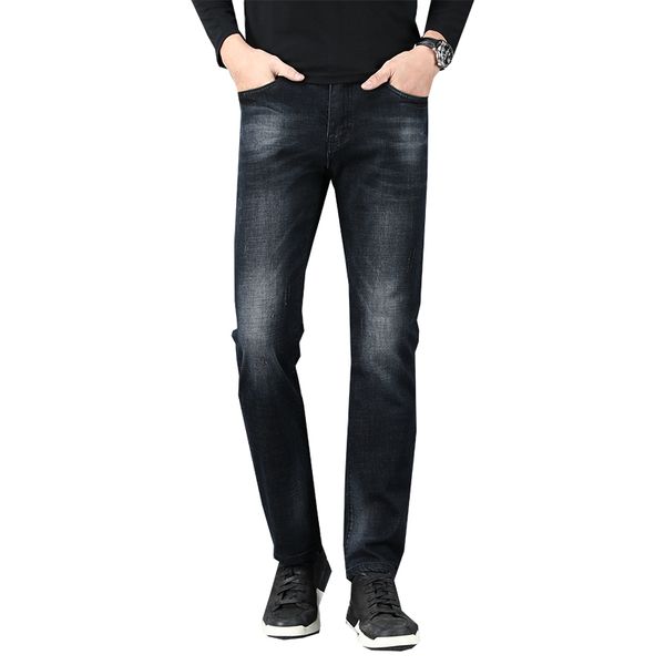 

classic style summer new men's straight thin jeans business casual stretch trousers male brand pants blue