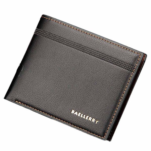 

men wallet pu leather short wallets vintage leather casual man wallets billfold purse standard card holders #p, Red;black