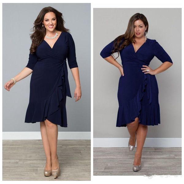 

v-neck sheath prom dresses short knee length 2019 vestidos de festa slim plus size special occasion party gowns, Black