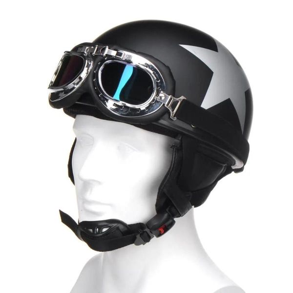 

retro vintage motorcycle helmet safety half helmet with sun visor uv goggles