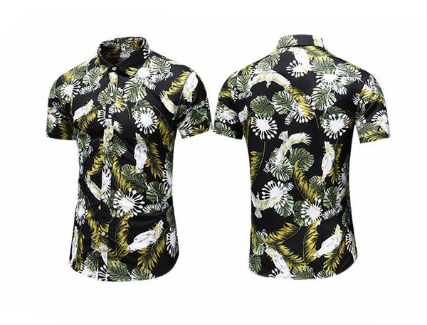 

mens designer shirts floral printed turn down collar mens shirts casual mens apparel new arrival, White;black