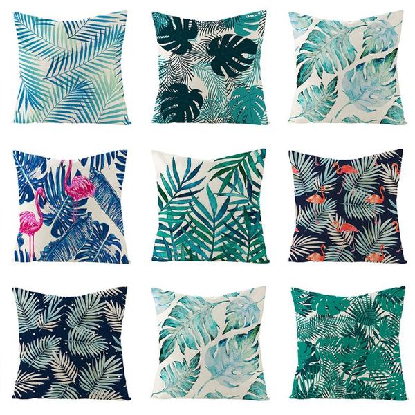 

pillow case 45*45cm tropical plant leaf linen pillowcase home sofa pillow cushion cover decorative pillowcase