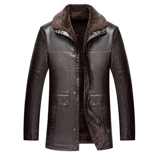 

2019 new warm winter leather jacket men, Black